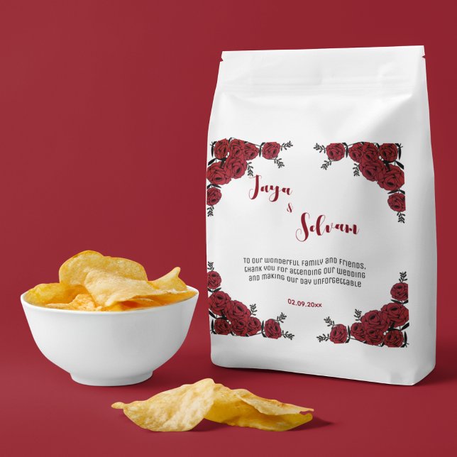 Rote Rose Floral Wedding Theme Geschenktütchen (perfect red rose floral theme wedding favor bags)