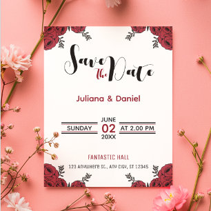 Rote Rose Floral Wedding Theme Save The Date