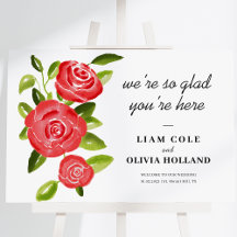 Rote Rose Floral Welcome Sign