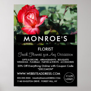 Rote Rose, Florist, Floristenwerbung Poster