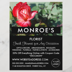 Rote Rose, Florist, Floristrische Werbung Flyer