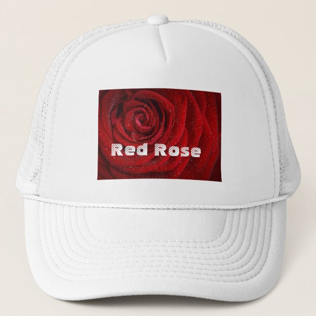 Rote Rose Foto Drucktext LKW HAT Kappen (Vorderseite)