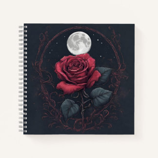 Rote Rose Full Moon Square Notebook Notizbuch