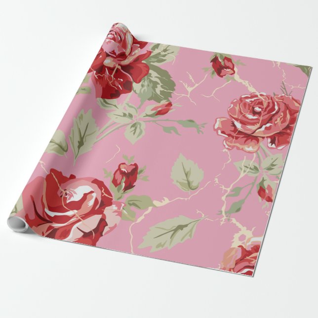 Rote Rose für Kirschblütenpapier Geschenkpapier (Ungerollt)