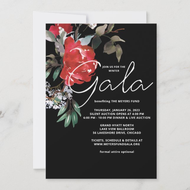 Rote Rose Gala Einladung (Vorderseite)