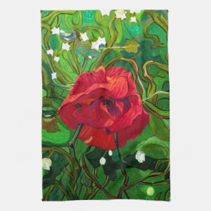 ROTE ROSE  GESCHIRRTUCH