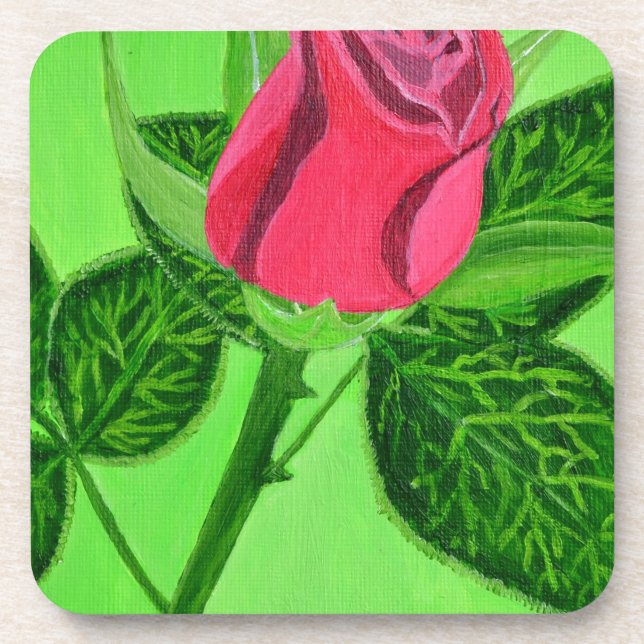 Rote Rose Getränkeuntersetzer (Vorderseite)