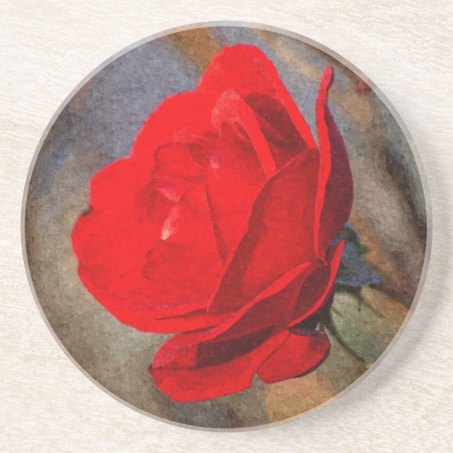 Rote Rose Getränkeuntersetzer (Vorne)