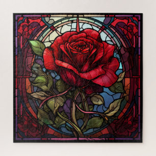 Rote Rose Glaspuzzle Puzzle