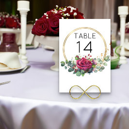 Rote Rose Gold Geometric Rings Wedding Tischnummer