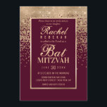 Rote Rose Gold Glitzer Confetti Foto Bat Mitzvah Einladung<br><div class="desc">Diese formale Bat Mitzvah Foto-Einladung wird durch die moderne und trendige Farbpalette inspiriert, die mit schicken und glamourösen Designstrukturen inmitten der Welt der Moderne und der Moderne eingebunden ist. Es ist elegante und hübsche Druck zeigt Imitate gedruckt funkelnd Gold Glitzer ombre Farbverlauf Konfetti mit einem goldenen Rahmen, um den Text...</div>