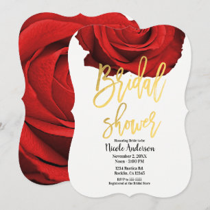 Rote Rose Gold Script Modernes Trendy Brautparty Einladung