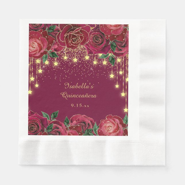 Rote Rose Gold Star String Light Stars Quinceañera Serviette