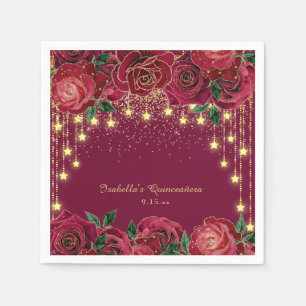 Rote Rose Gold String Light Stars Quinceñera Serviette