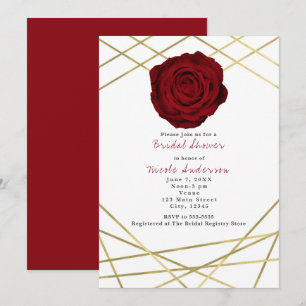 Rote Rose & Golden Lines Florenz Einladung