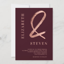 Rote Rose Goldmakler und Namen Foto Hochzeit Einladung