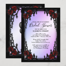 Rote Rose Gothic Brautparty mit Registrierungsinfo Einladung