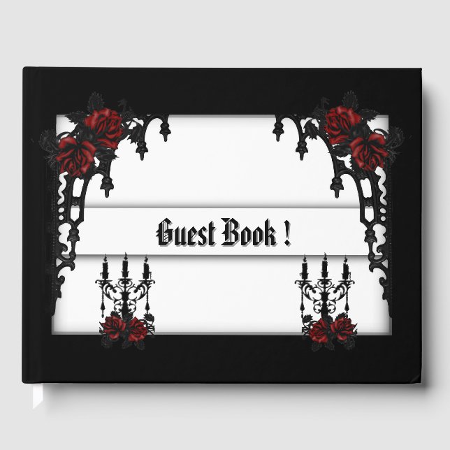 Rote Rose Gothic Guest Book White Gästebuch (Vorderseite)