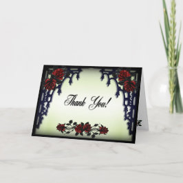 Rote Rose Gothic Wedding Blank Inside Green Dankeskarte