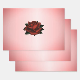 Rote Rose Gothic Wedding Geschenkpapier Set