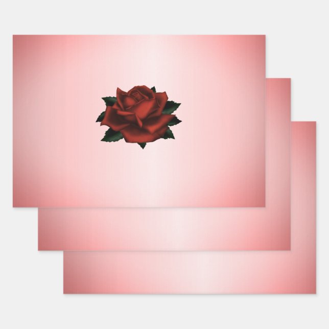 Rote Rose Gothic Wedding Geschenkpapier Set (Set)