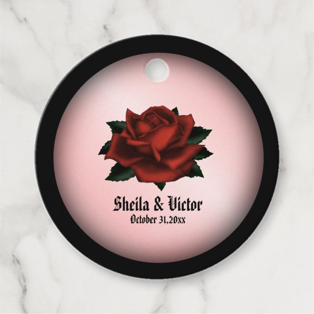 Rote Rose Gothic Wedding Personal Geschenkanhänger (Vorderseite)