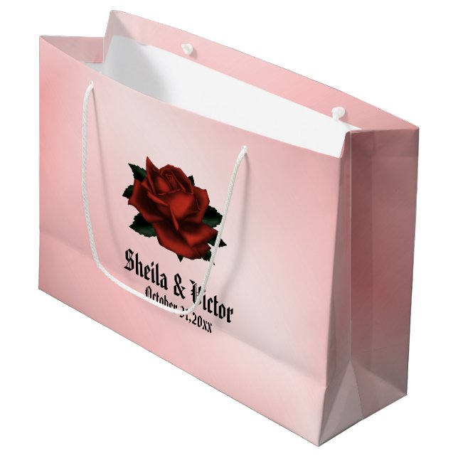Rote Rose Gothic Wedding Personal Große Geschenktüte (Vorderseite Schrägansicht)