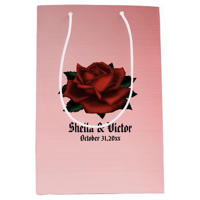 Rote Rose Gothic Wedding Personal Mittlere Geschenktüte (Vorderseite)