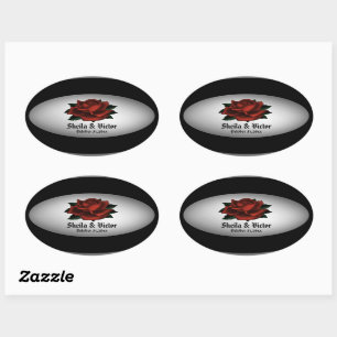 Rote Rose Gothic Wedding Personal Oval Sticker