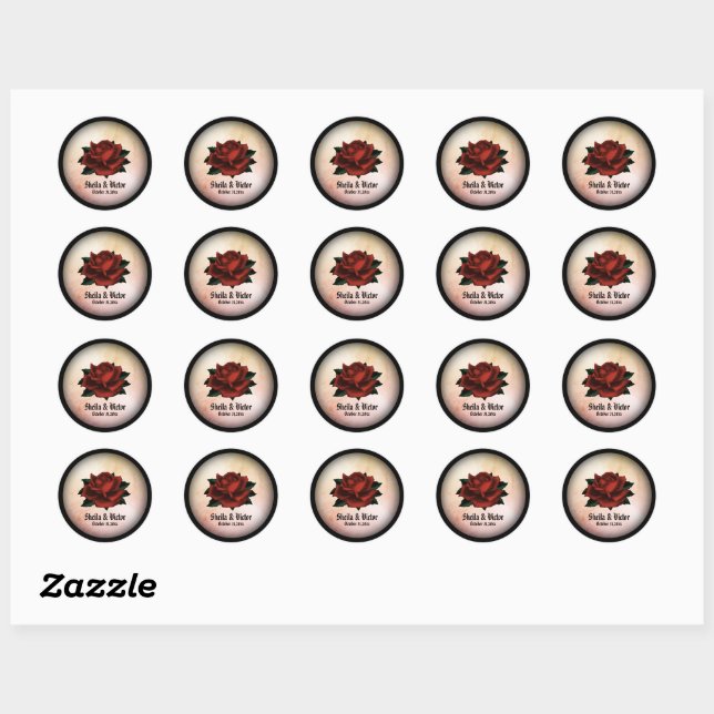 Rote Rose Gothic Wedding Personal Peach Stickers (Blatt)