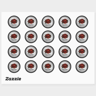 Rote Rose Gothic Wedding Personal Round Stickers