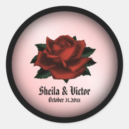 Rote Rose Gothic Wedding Personal Runder Aufkleber