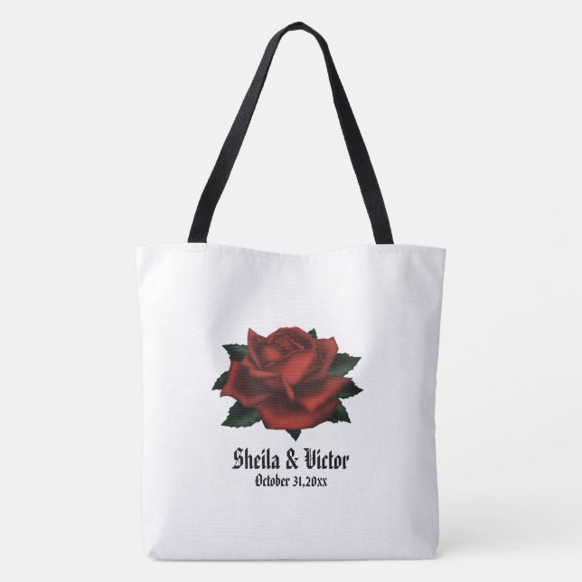 Rote Rose Gothic Wedding Personal Tote Bag (Rückseite)