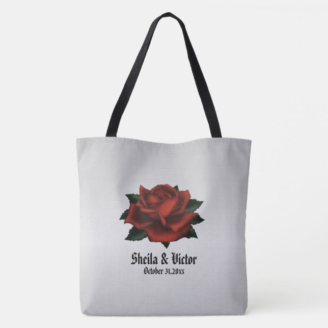 Rote Rose Gothic Wedding Personal Tote Bag (Rückseite)