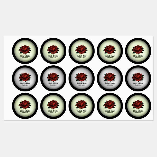 Rote Rose Gothic Wedding Personalisiert Etiketten (Blatt)