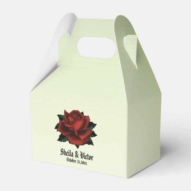 Rote Rose Gothic Wedding Personalisiert Geschenkschachtel (Vorderseite)