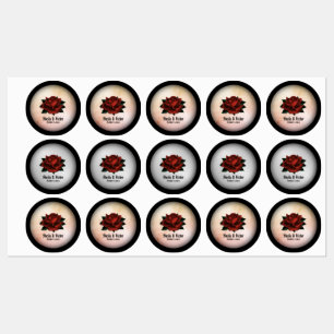 Rote Rose Gothic Wedding Personalisiert Peach Etiketten