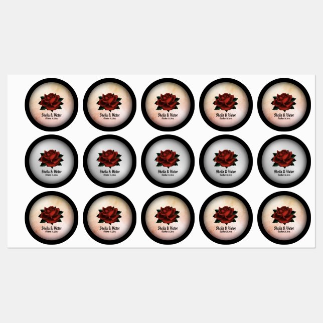 Rote Rose Gothic Wedding Personalisiert Peach Etiketten (Blatt)