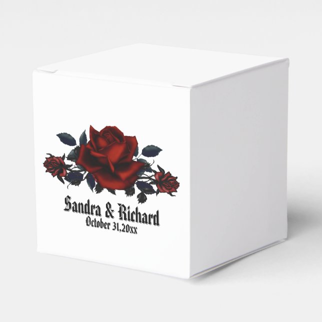 Rote Rose Gothic Wedding White Personal Geschenkschachtel (Vorderseite)