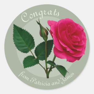Rote Rose Gratulation Prüfungen Feiern CC0883 Runder Aufkleber