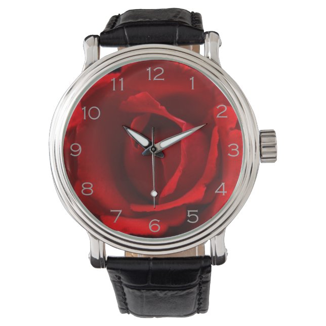 Rote Rose Gray Numbers wacnm Armbanduhr (Vorderseite)