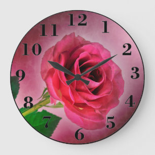 Rote Rose Große Wanduhr
