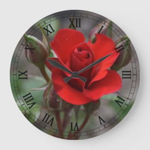 Rote Rose Große Wanduhr