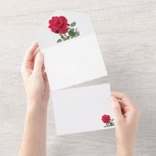 Rote Rose - handgestrichen All In One Einladung