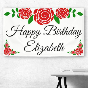 Rote Rose Happy Birthday Banner