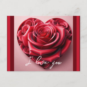 Rote Rose Herz I Liebe Sie Personalisierten Text Postkarte