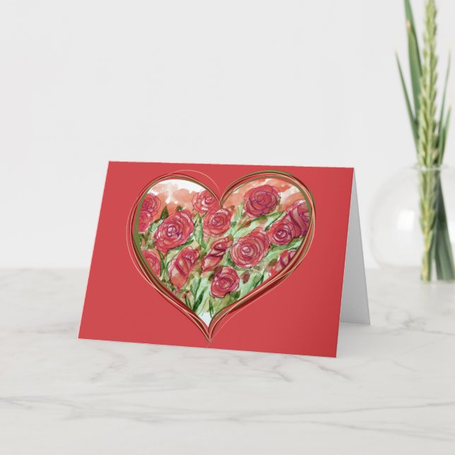 Rote Rose Herz Valentinstag Valentine Karte (Vorderseite)