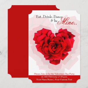 Rote Rose Herzförmige Valentine-Party Einladung