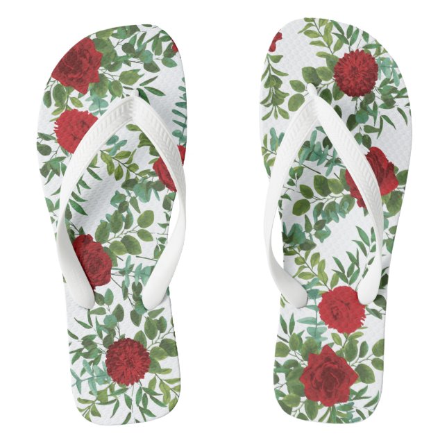 Rote Rose Hochzeit Flip Flops (Fußbett)