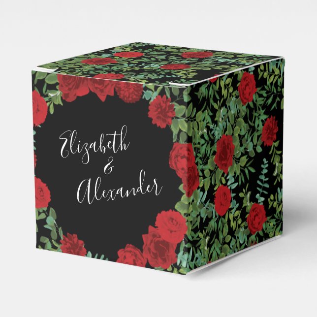 Rote Rose Hochzeit Geschenkschachtel (Vorderseite)